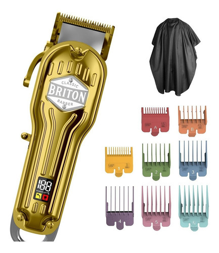 Maquina Cortar Pelo Afeitadora Inalambrica Briton + Kit Pro Color Dorado
