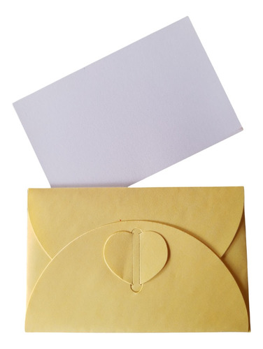 Envelope Visita 115x75 Coração + Cartão Branco 20 Unidades