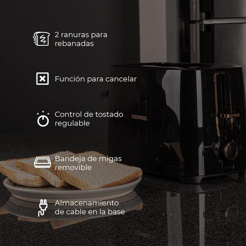 Tostador Pan Bagel 2 Ranuras Daewoo Dst-6564 Retro