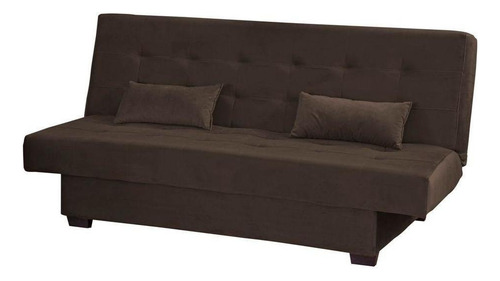 Sofá Cama Casal 3 Lugares Laila - Veludo Marrom Escuro