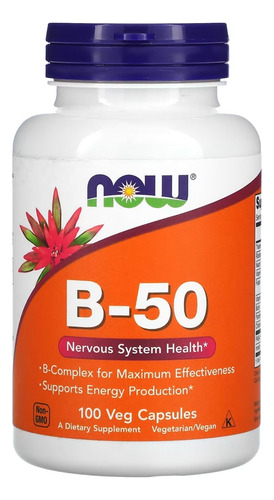 Vitamina B-50 Nowfoods Complexo B 100 Veg Caps Eua/usa Sabor Sem Sabor