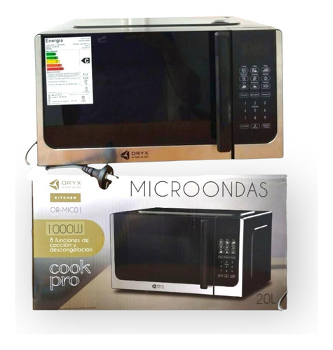 Microondas Digital Electrico 20litros 1000w 8 Funciones Oryx