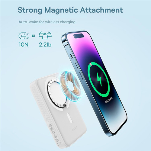 Powerbank Batería Portátil Magnética Baseus 10000mah 30w Color Blanco