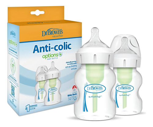 Pack 2 Mamaderas Boca Ancha Options+ 150ml Dr. Browns