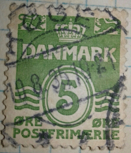 Antiguo Sello Danmark 5 Ore Postfrimaerke