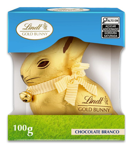 Chocolate Suíço Lindt Branco Coelho Gold Bunny 100g