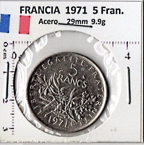 Moneda Del Mundo Francia Cinco Francos 1971      F18