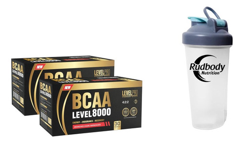 Level Pro - 2 Bcaa Level 8000 Caja 30 Unid. Orange + Shaker