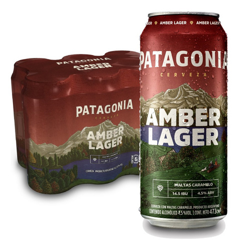 Cerveza Patagonia Amber Lager 410 Ml Pack X6