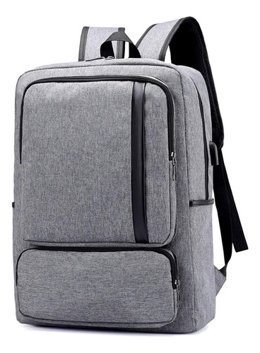 Mochila Urbana Puerto Usb Para Cargador Power Bank Color Gris