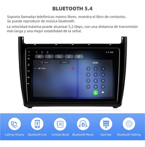 Estéreo 4+64g 4k For Vw Volkswagen Polo 2010-2020 Wifi6 Gps
