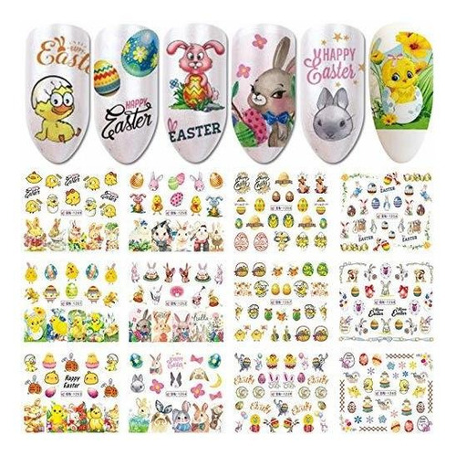 Etiquetas Y Calcomanías - 12 Designs Easter Nail Art Sticker