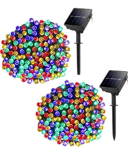 2x Guirnaldas Solares Jardin Luces Navidad Solar 200led 21m 