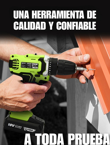 Imagen 7 de 9 de Taladro Inalámbrico Vido 18v Con Maleta Y Accesorios