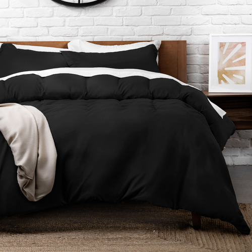 Funda De Duvet Dreamlab [matrimonial 200x228cm] Color Negro Diseño de la tela Liso