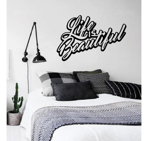 Vinilos Decorativos Frase Life Is Beautiful Pegatina De Pare