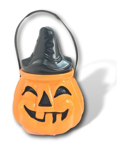 Calabaza Plastica Halloween P/ Caramelos Con Tapa