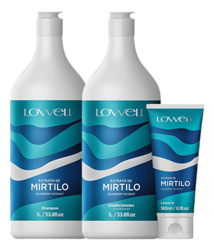 Kit Mirtilo 1 Shampoo 1 Cond 1l 1 Leave In 180ml Lowell
