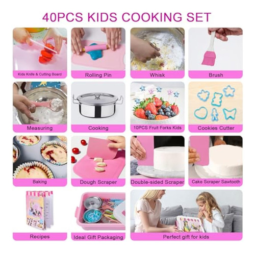 Set De Cocina Real Para Niños De 42 Piezas, Juego De Cuchill