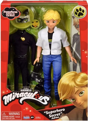 Muñeco Adrien A Cat Noir Articulado Ropa Miraculous Deluxe