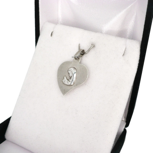 Medalla Dije Corazon Virgen Niña Plata 925 Bautismo Comunion Color Plateado