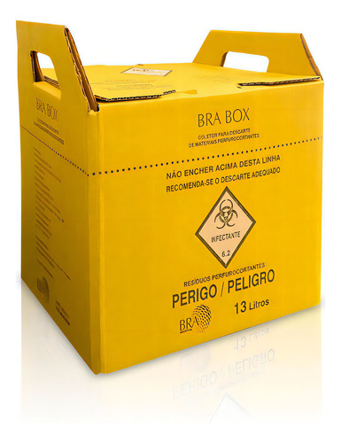 Coletor Descartável Perfuro Cortante 13lt. Bra Box Kit 2un