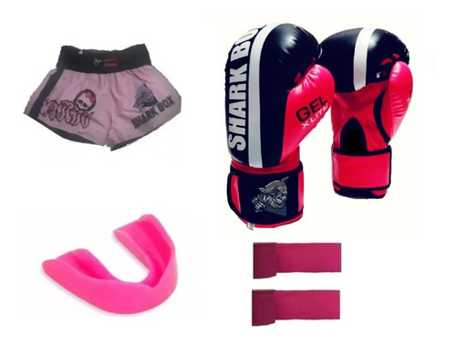 Kit; Short De Kick Boxing/ Muay Thai + Guante+bucal+vendas