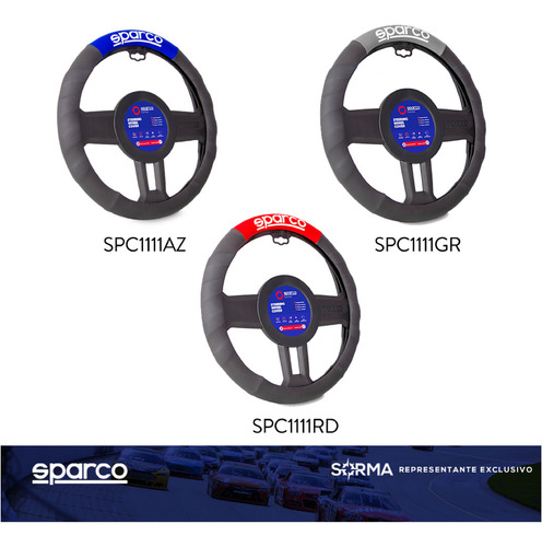 Imagen 6 de 9 de Cubre Volante Sparco Pu Premium Rojo/gris/azul