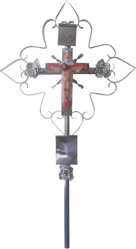 Cruz De  Panteon Tubular Aluminio Plata