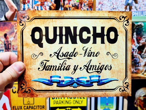 Cartel Chapa Quincho Asado Vino Familia Y Amigos A/exterior