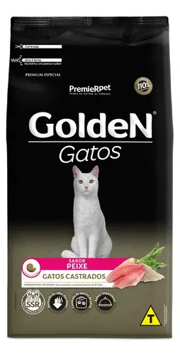 Ração Seca Golden Gatos Adultos Castrados Sabor Peixe 10,1kg