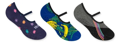 Kit 3 Meia Sapatilha Antiderrapante Pilates Selene 7850.003