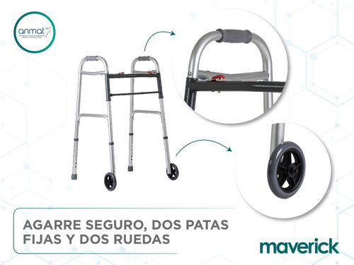 Imagen 4 de 9 de Andador Ortopédico Con Ruedas Aluminio Plegable Ultraliviano