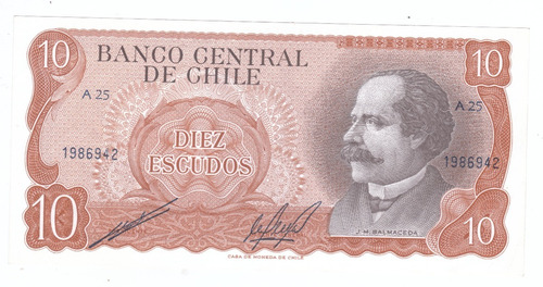 Billete 10 Diez Escudos Banco Central De Chile