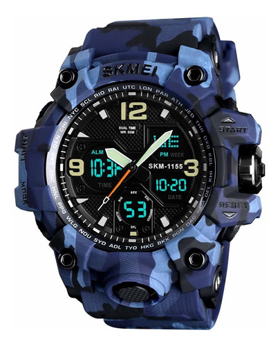 Reloj Hombre Dayllon W380 Cuarzo 55mm Pulso Azul En Caucho