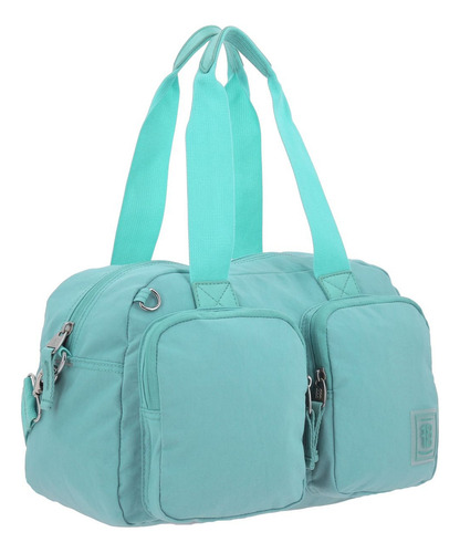 Bolsa De Mano Chenson 1818 Zilp Impermeable Turquesa Acabado De Los Herrajes Níquel Diseño De La Tela Liso