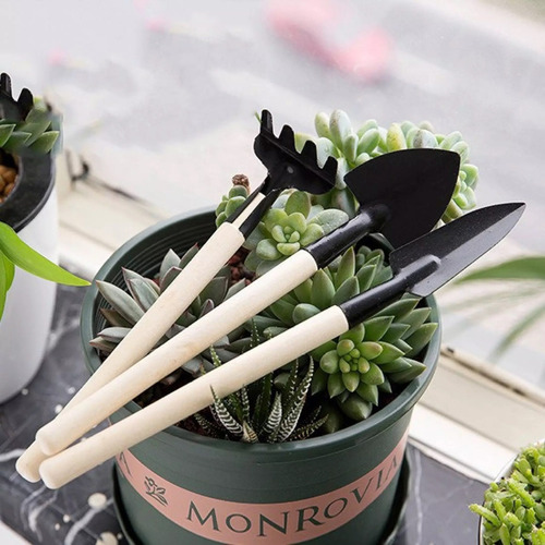 Imagen 4 de 10 de Set De Mini Palitas Y Rastrillo De Jardin 3 Pcs Jardineria