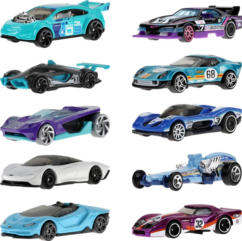 Coches De Carreras Hot Wheels, Pack De 10, Escala 1:64