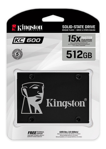 Disco Solido Ssd Kingston 512gb Kc600 550 Mb/s Color Negro