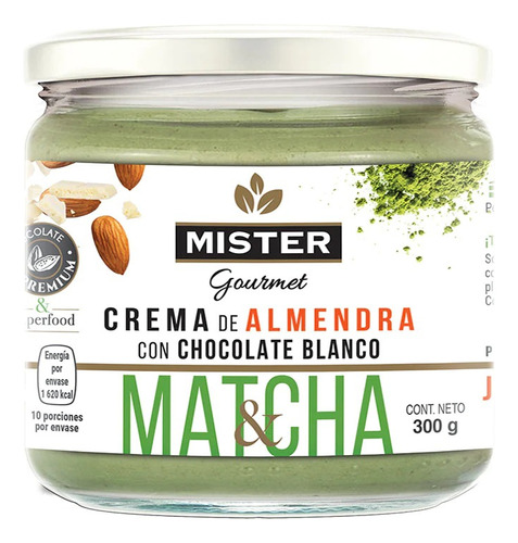 Crema Cacahuate Almendra Chocolate Bco Matcha Mister 300 G