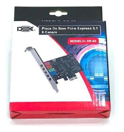 Placa De Som Pci-express 5.1 6 Canais Dp-65 Dex
