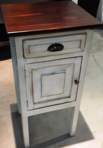Imagen 5 de 6 de Mesa De Luz Madera En Crudo Estilo Antigua Retro Para Pintar