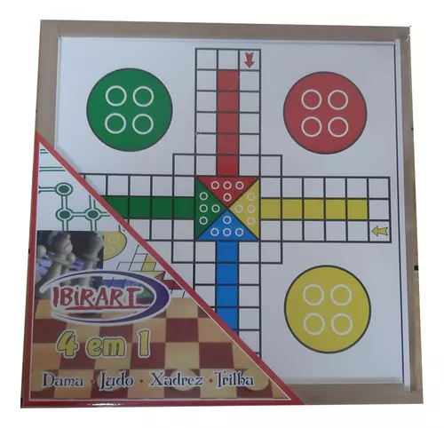 Brinquedo Educativo Jogo 4 em 1 (Xadrez, Ludo, Damas e Trilha) no