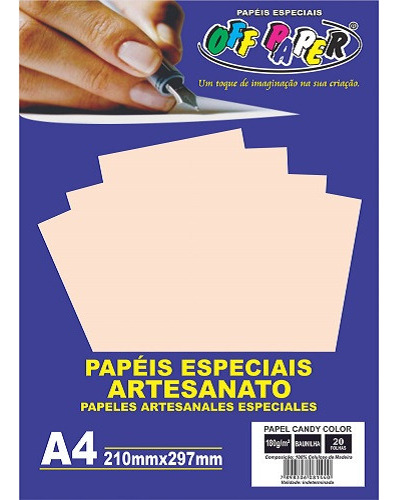 Papel Candy Color A4 180g/m² 20 Folhas Off Paper Cor Baunilha