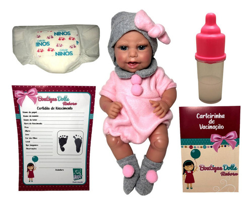 Boneca Bebê Reborn Real Realista Menina Recém Nascida E Acessórios Mamadeira Mágica - Com Cílios - Corpo Completo Em Vinil Muito Detalhado - Linda Parece De Verdade - Super Toys Brinquedos