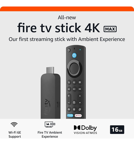 Amazon Fire Tv Stick 4k Max Wi-fi 6 Netflix Hbo Alexa 3 Gen