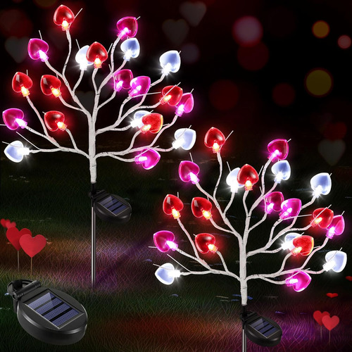 2 Luces Solares De Corazón Para El Día De San Valentín, C