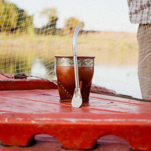 Bombilla Para Mate Pico Loro Alpaca Cincelada Filtro Cuchara