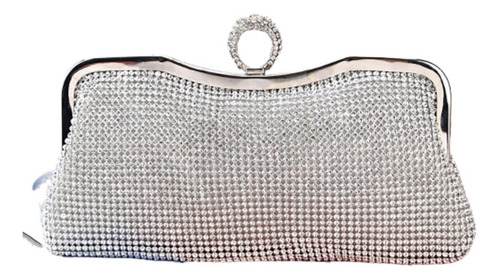 Bolsa Casual Dama Noche Cristales * Súper Linda Y Fashion * Color Plateado