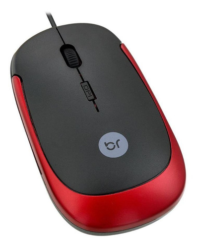 Mouse Óptico Usb Vermelho E Preto 800 Dpi Bright 180